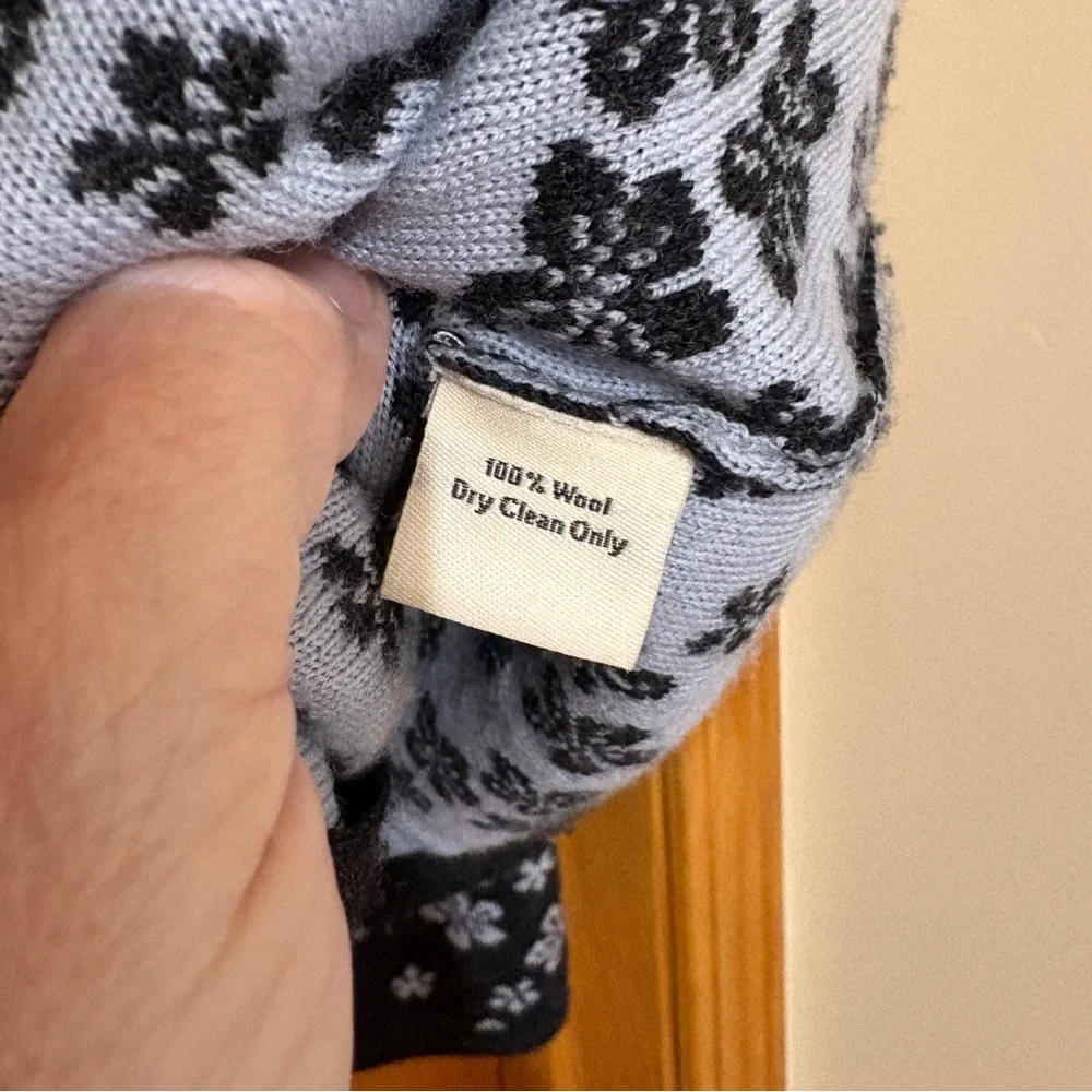 Neve Black Zipp Up Hoodie Floral Wool Sweater Size L - Picture 6 of 7